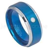 2 -tonski plavi IP volfram prsten - 0,07CT Dijamantni prsten pasijansa - Personalizirani vjenčani prsten volfram