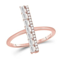 Modni dijamantni prsten od baguette od 14 karata od ružičastog zlata