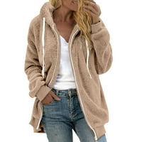Wyongtao Zip Up Hoodies za žene jesenski džemper majica Pulover Topli vune plišani kaput krznena jakna od flisa,