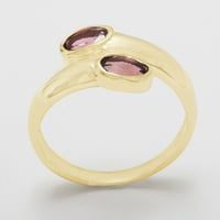 Britanci su napravili 14K žuto zlato prirodno ružičasto turmalinski ženski prsten za bend - Veličina - Veličina