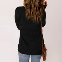 GUVPEV ženski modni Halloween print s V -izrezom bočni džepni pulover Top Twisheirt - Black xxxl a