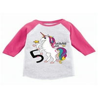 Nespretni stilovi za rođendansku djevojku, Raglan majica s jednorogom za malu djecu, 5. rođendan jednorog pokloni