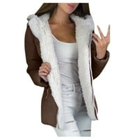 Ženske modne zimske izolirane kapute topla jakna dugih rukava Vanjska odjeća smeđi kaput s patentnim zatvaračem