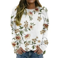 + Predimenzionirana majica za žene, majice, pulover s okruglim vratom, bluze s cvjetnim printom Zima-Jesen, Ležerne