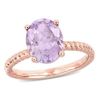 Donje prsten Solitaire od ružičastog zlata 14 karata ovalnog rez T. G. W. Rose de France s 2-karatnim dijamantom