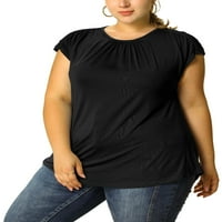 Jedinstvene ponude ženske plus veličine okrugli vrat ruširana bluza s kratkim rukavima ljetni vrh