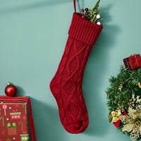 Božićne čarape Jednobojni pleteni dizajn viseće uže velikog kapaciteta višenamjenske poklon čarape