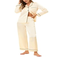 Jedinstvene ponude ženske pidžame salonke duge rukave vrhovi i hlače satenski setovi za spavanje