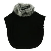 Style & Co. Womens Dolman Fau Fur Poncho džemper, Black, M L