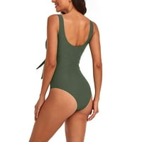 Ženski kupaći kostimi, jednobojni, prošiveni, na vezanje, duboki izrez u obliku slova u, kupaći kostim