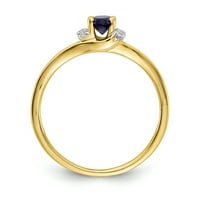 Prsten od žutog zlata s dijamantom i ovalnim safirom od primarnog karatnog zlata