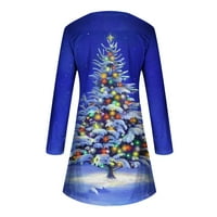Snježna odjeća pokloni Ženska Moda Božićna haljina s printom božićnog drvca s dugim rukavima s okruglim vratom