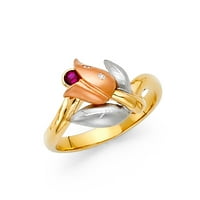 Čvrsta 14k žuta bijela i ruža Tri boja zlatna kubična cirkonija CZ modni obljetnički prsten Cvjetni prsten 5