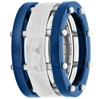 Muški nehrđajući čelik i plavi IP čekićni završni trak - muški prsten