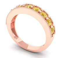 1. Dijamantni prsten od prirodnog Citrina okruglog reza od ružičastog zlata 14k 10,25
