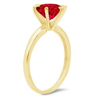 3CT okrugli rez simulirani turmalin 14k Angažirajući prsten za angažman žutog zlata Veličina 5