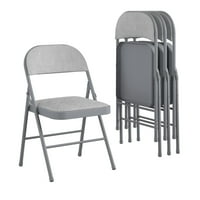Vrhunska metalna sklopiva stolica presvučena tkaninom s dvostrukim nosačima Siva 4 pakiranja