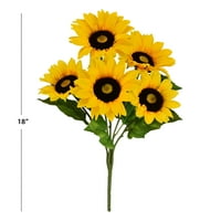 Glavne glave Miješane suncokrete Umjetni cvjetni grm, kruti, žuti, 18