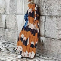 Drpgunly haljine za žensku haljinu, plus size print splice kaftan moda lane lanene ležerne haljine za žene, ženske