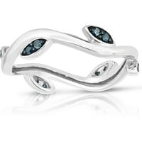 Carat T.W. Plavi dijamantni srebrni vinovi modni prsten
