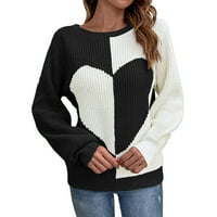 Riforla jesen novi ljubav kontrast color dizajn o vratu džemper lagani džemper dugih rukava ženski pulover ženski