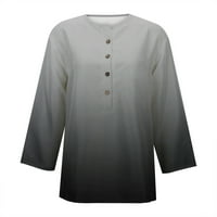 Košulje za žene, pamučna ležerna bluza s gradijentnim printom s okruglim vratom na kopčanje, ljetni vrhovi za