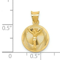 14-karatni karatni privjesak sa šarmom od žutog zlata s poliranim dijamantom u obliku dijamanta