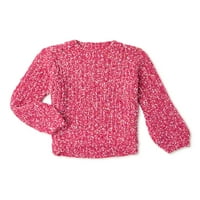 Wonder Nation Girls Dugi rukavi chenille pulover pulover, veličine 4- & Plus