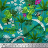 Pamučna tkanina od batista u tropskom tisku orhideje, palme i monstere širine dvorišta