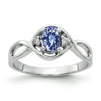 6K prsten od bijelog zlata s ovalnim tanzanitom i dijamantom
