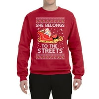 Wild Bobby, ona pripada ulicama Smiješno Xmas Ružni božićni džemper grafički dukseric