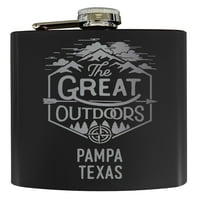 Pampa Texas Laser ugraviran Istražite na otvorenom suvenir oz od nehrđajućeg čelika Oz tikvica crna