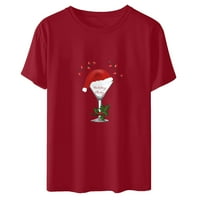 Djed Mraz grafička dukserica za žene jesenske košulje kratki rukavi okrugli vrat bluza vino l