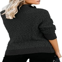 Ženske ležerne pulovera pulover s puloverom s patentnim zatvaračem dugi rukav za okretanje jakne
