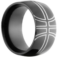 Polu krug crni cirkonijev prsten s mljevenim košarkaškim dizajnom