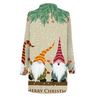 pidžama Božićni Kardigani za žene ležerni kardigan s draperijom Djeda Mraza s otvorenim prednjim dijelom svečani