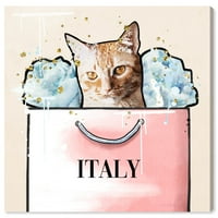 Wynwood Studio Fashion and Glam Wall Canvas Art Print 'CAT SOMPAG TABH' MOTOSNI stil života - smeđa, ružičasta