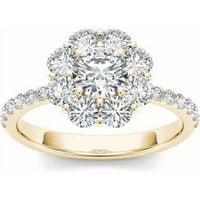 1- Karat T.W. Dijamantni klaster u obliku cvijeta 14KT zaručnički prsten od žutog zlata
