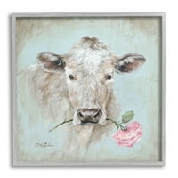 Stupell Industries White Farm Stoka Country Pink Rose Cvjetna krava, 17, dizajn Debi Coules