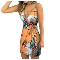 Sunce haljine žene ljeto ležerno seksi vruća ružičasta haljina bodycon elegantna print ljubičasta haljina