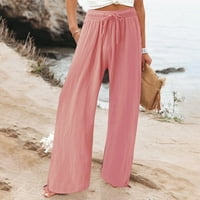 Ženske plus size Rasprodaje modne ženske Ležerne rastezljive široke hlače ravne široke hlače ružičaste boje