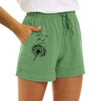 Kratke hlače za žene trendi tiskarski pamuk labava modni sportski hlače ravne noge zelena xxl