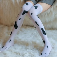 Prošarane svilene čarape čarape od duge svile boje krave preko bijelih tankih čarapa do koljena
