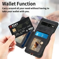 Torbica za novčanik s džepovima za kreditne kartice, preklopna koža s remenom za zapešće, držač magnetskog prstena