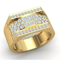 Prirodni 2K dijamantni prsten okruglog reza, Muški široki Modni zaručnički prsten od 14k od punog zlata od 14k
