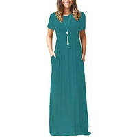 Ženska ljetna haljina veličine plus modna ležerna haljina s okruglim vratom kratkih rukava duga haljina s labavim