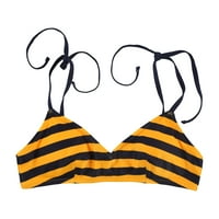 Ženski bikini kupaći kostim u prugastim prugama, žuti, mali