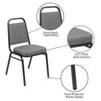 Banketna stolica Serije A. M. s trapezoidnim naslonom i sjedalom debljine 2,5 inča u okviru od sive tkanine sa
