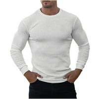 Muški jesen / zima casual modni jednobojni sportski pulover s dugim rukavima džemper bluza s okruglim vratom majica