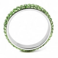 Luksuzni nakit, ženski prsten od nehrđajućeg čelika s peridot kristalnim umetkom-Veličina 6